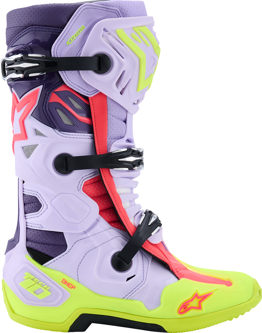 ALPINESTARS Tech 10 Supervented Boots - Purple/Fluorescent Yellow/Diva Pink - US 11 / EU 45.5 2010520-3150-11