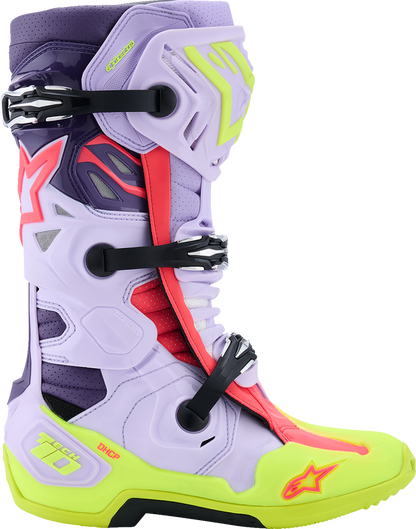 ALPINESTARS Tech 10 Supervented Boots - Purple/Fluorescent Yellow/Diva Pink - US 12 / EU 47 2010520-3150-12