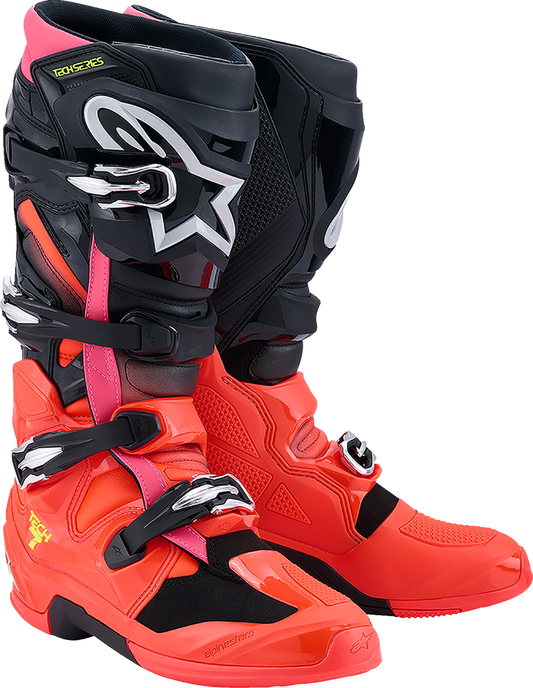 ALPINESTARS Tech 7 Boots - Black/Fluorescent Red/Fluorescent Pink - US 13 / EU 48 2012025-1576-13