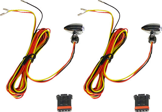CUSTOM DYNAMICS Micro Bullet Turn Signals - LED - Amber/Red- Chrome CD-MICRO-AR2-C