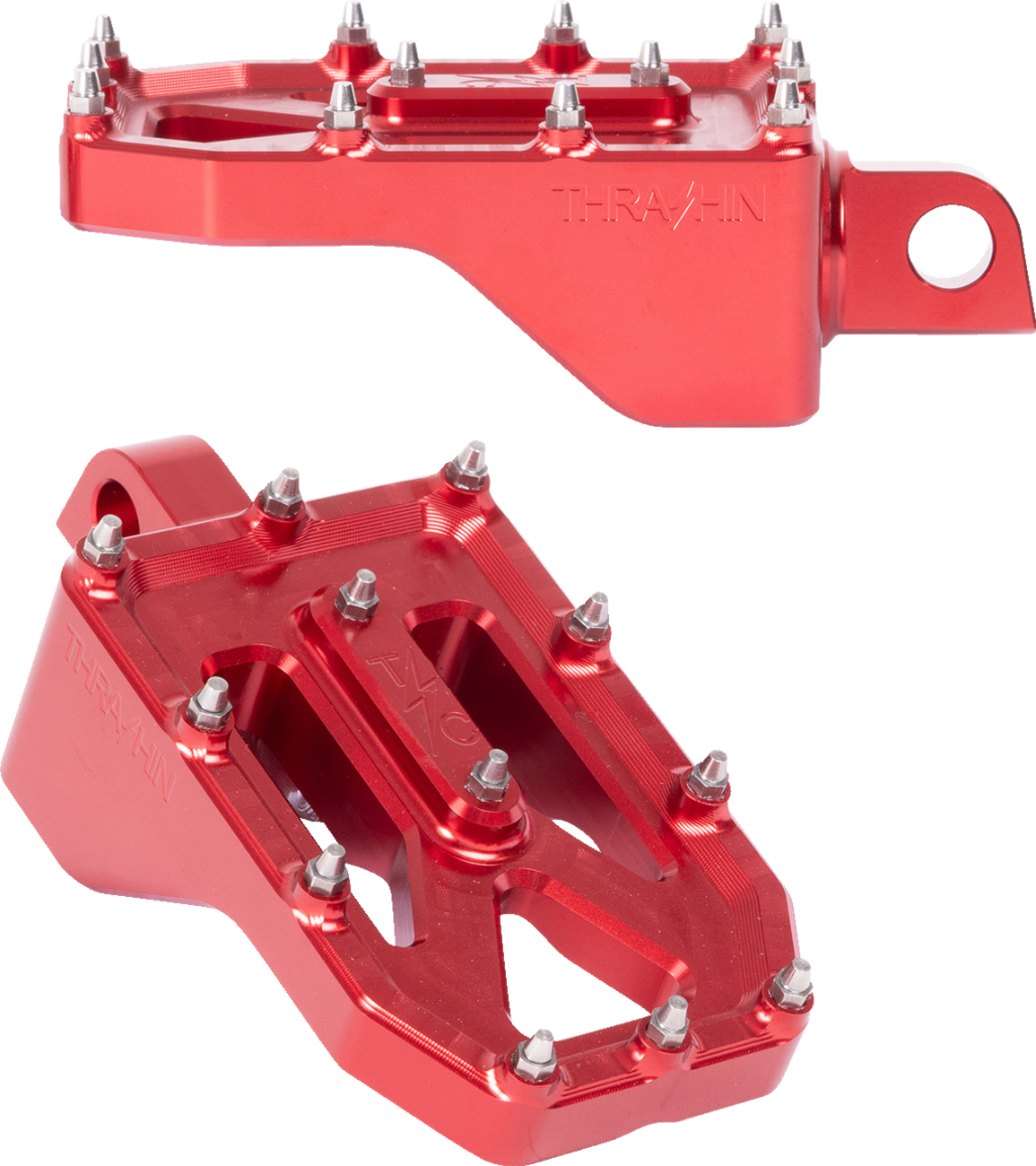 THRASHIN SUPPLY CO. Aggressor Foot Pegs - Rear - Red - HD '72-'25 TSC-2022-2-D