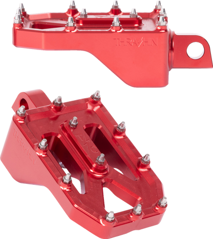 THRASHIN SUPPLY CO. Aggressor Foot Pegs - Rear - Red - HD '72-'25 TSC-2022-2-D