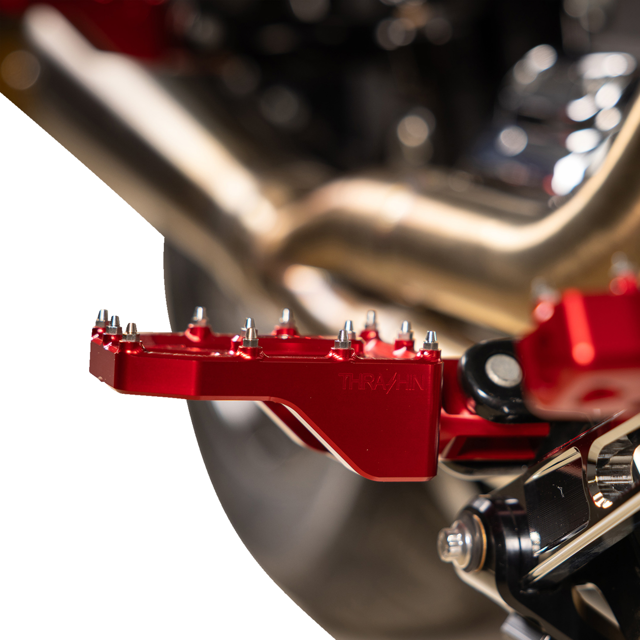 THRASHIN SUPPLY CO. Aggressor Foot Pegs - Rear - Red - HD '72-'25 TSC-2022-2-D