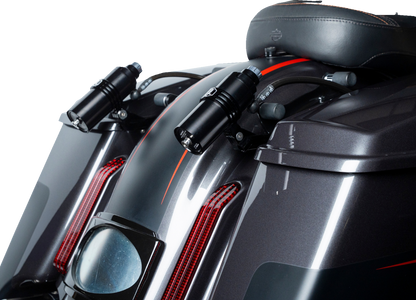 Legend Suspension Revo ARC External Reservoir Mounts - Black 1313-0274 for Harley Davidson CVO and FL Models