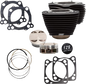 S&S CYCLE 129" Cylinder Kit - 4.375" Stroke - Wrinkle Black w/o Highlighted Fins - M8 910-0844A