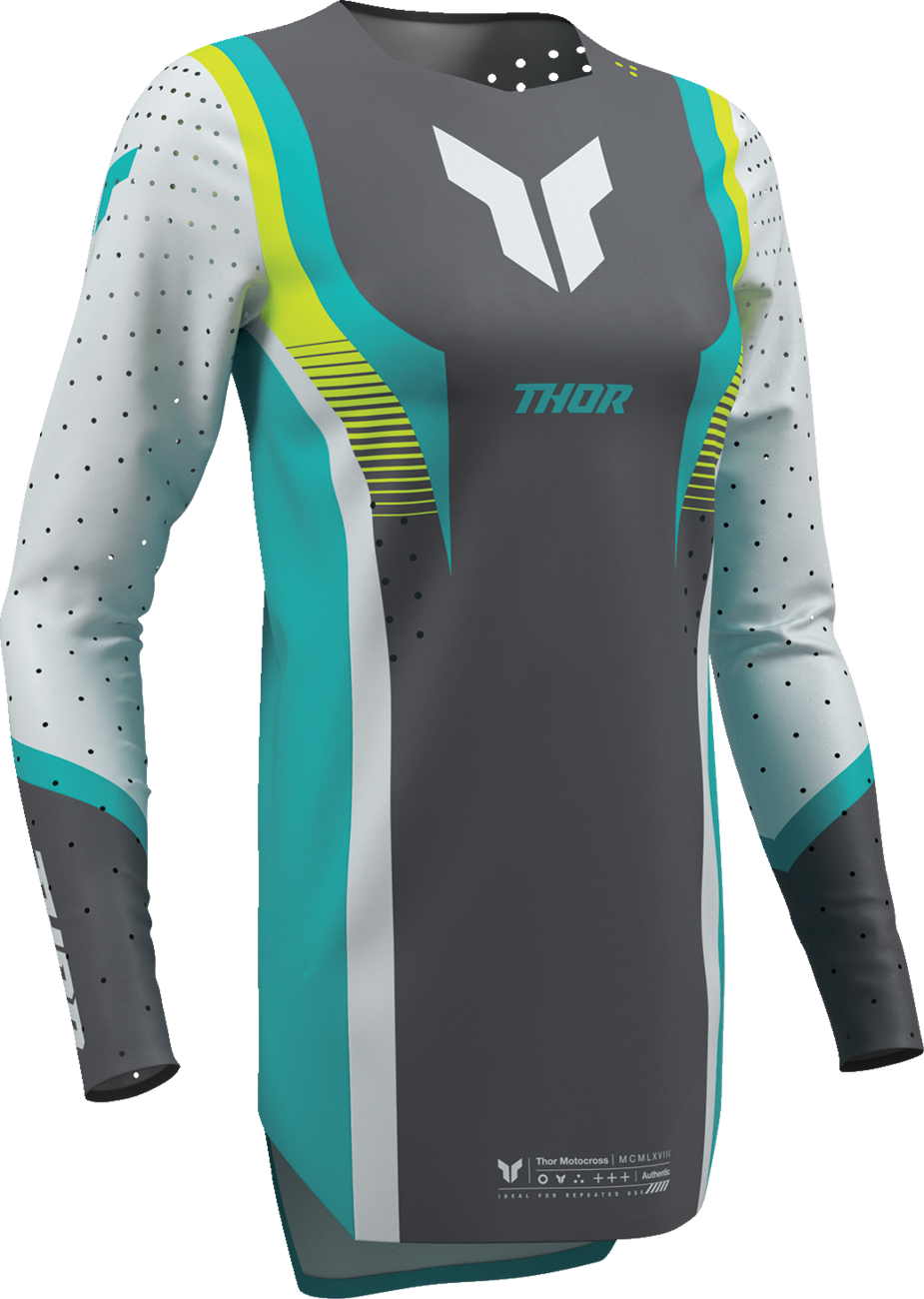 THOR Women's Sportmode Velocity Jersey - Gray/Aqua - Medium 2911-0337