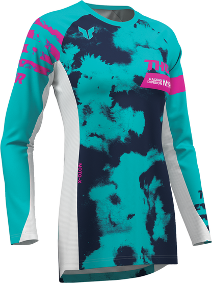 THOR Women's Launchmode Bleach Jersey - White/Aqua - XS 2911-0345