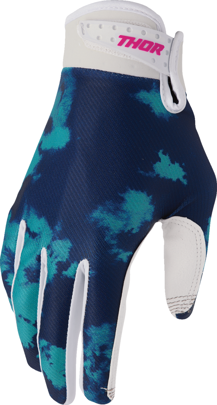 THOR Launchmode Bleach Gloves - White/Aqua - Medium 3330-8327
