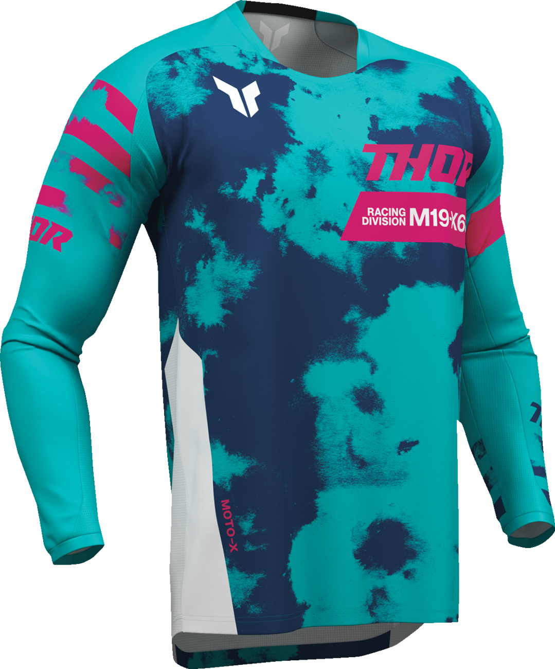 THOR Youth Launchmode Bleach Jersey - White/Aqua - XL 2912-2589