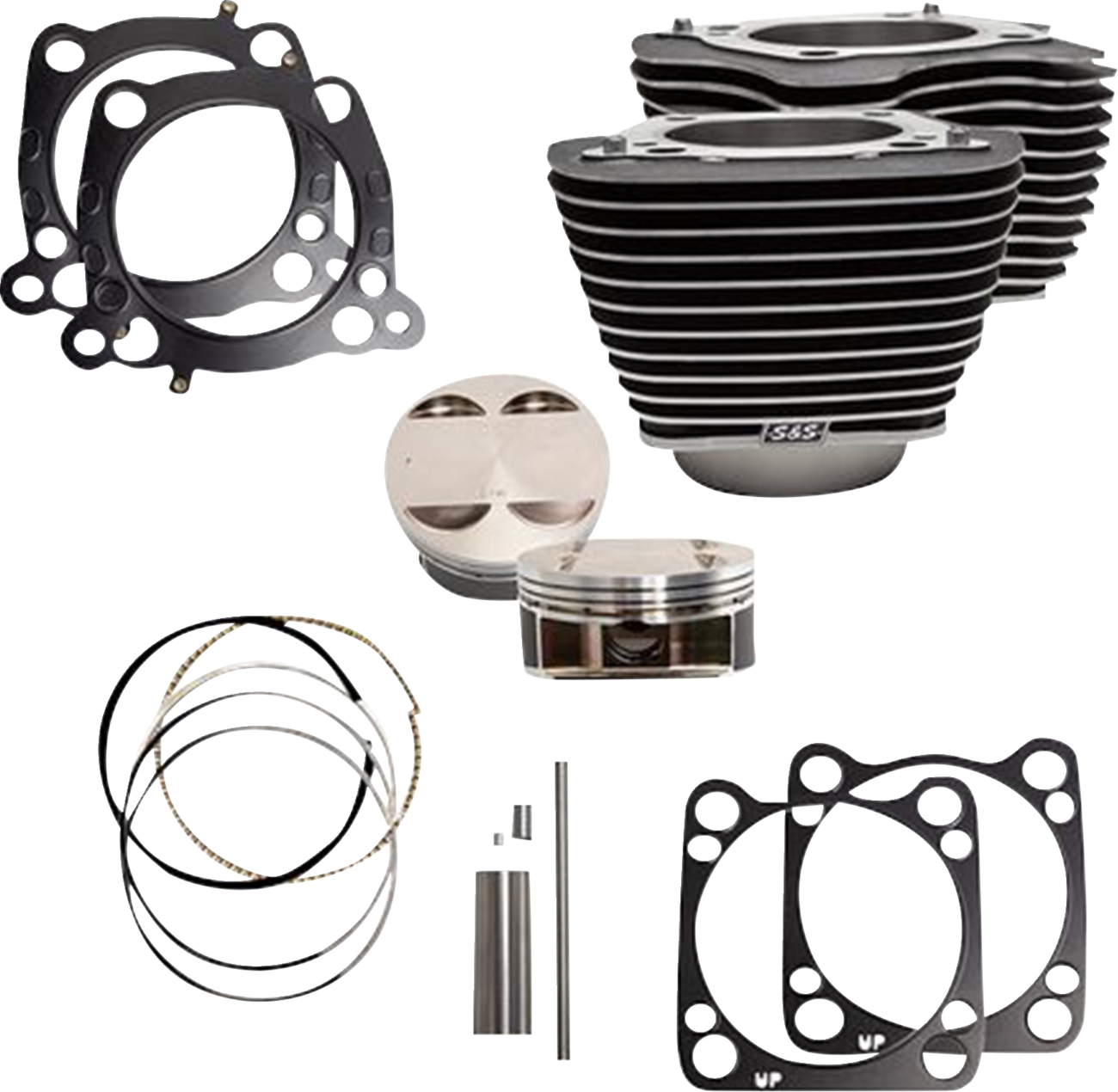 S&S CYCLE Cylinder Kit - 128" Big Bore - Wrinkle Black w/Highlights - 114"/117" M8 910-0684A