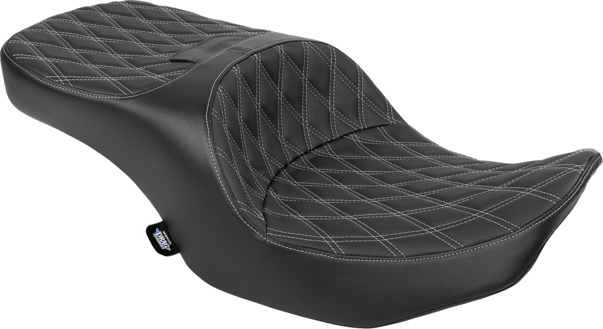 DRAG SPECIALTIES SEATS Forward Position Freedom Seat - Vinyl - Silver Double Diamond Stitch - FLH/FLT '23-'25 4715C