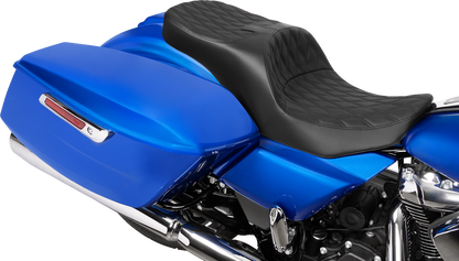 DRAG SPECIALTIES SEATS Forward Position Freedom Seat - Vinyl/Solar Leather - Black Double Diamond Stitch - FLH/FLT '23-'25 4715F