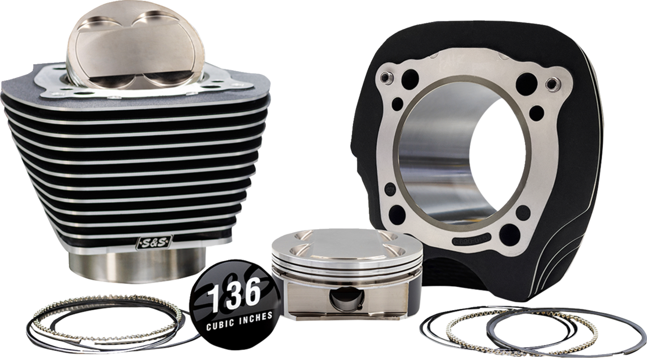 S&S CYCLE 132" High Compression | 136" Big Bore Kit - 4.320" Bore - Black Granite w/Highlighted Fins - M8 910-0911A