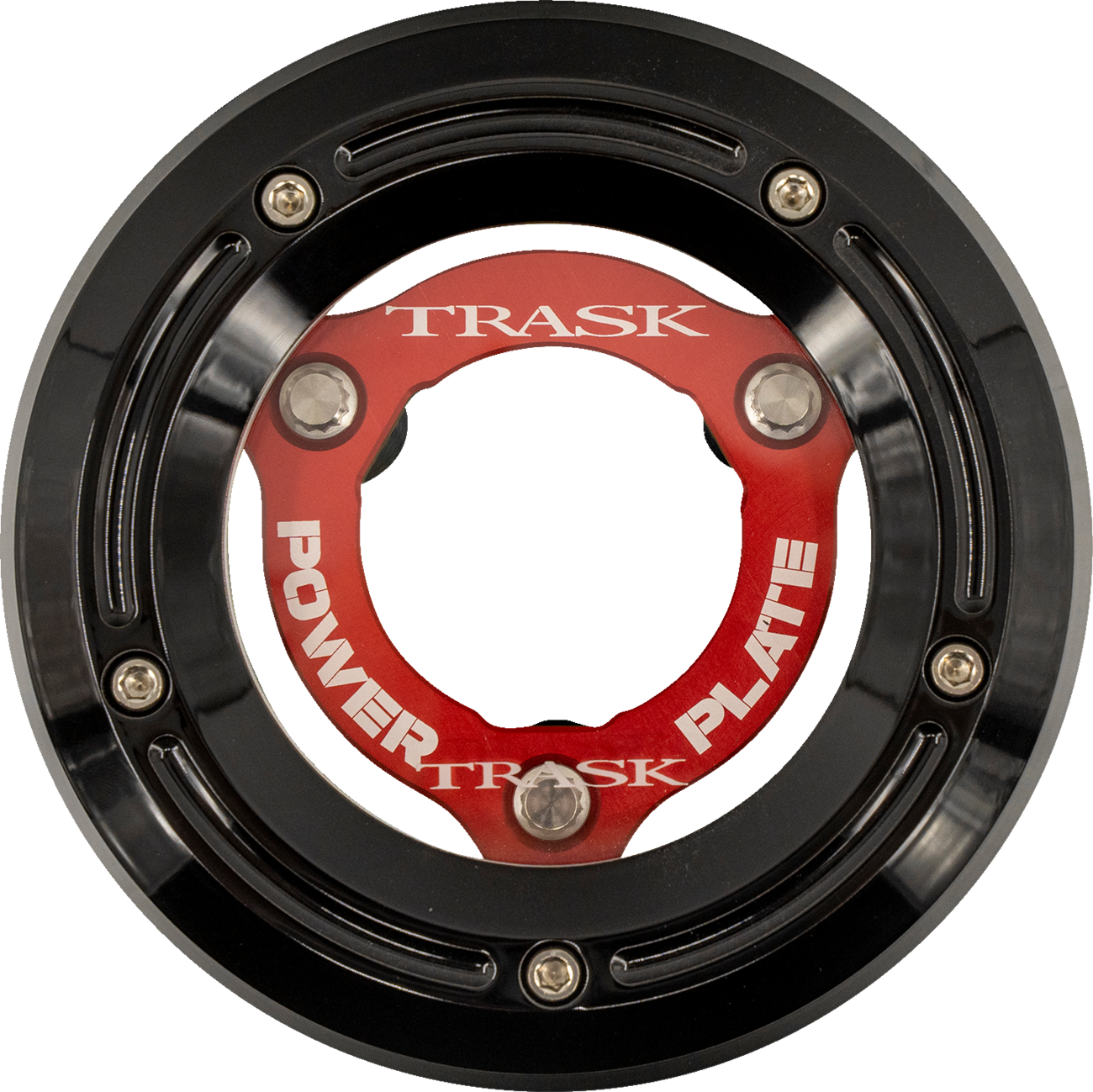 TRASK Derby Cover with Power Plate - Black/Red - Kit - '18-'25 Softail TM-0052-BK-RD