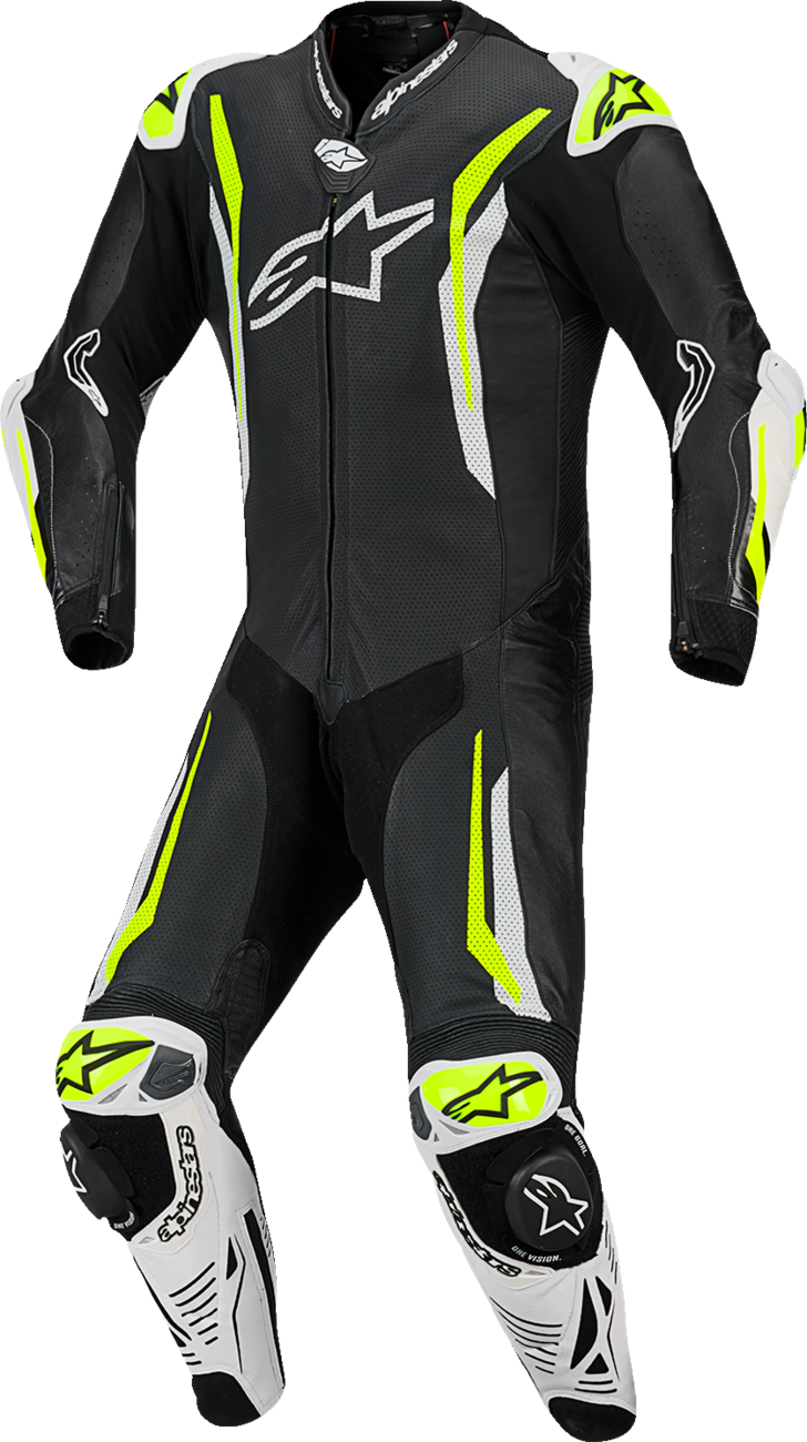 ALPINESTARS GP Tech v5 1-Piece Leather Suit - Black/White/Yellow Fluo - US 48 / EU 58 3150226-125-58