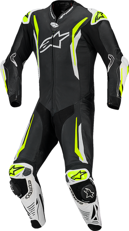 ALPINESTARS GP Tech v5 1-Piece Leather Suit - Black/White/Yellow Fluo - US 48 / EU 58 3150226-125-58