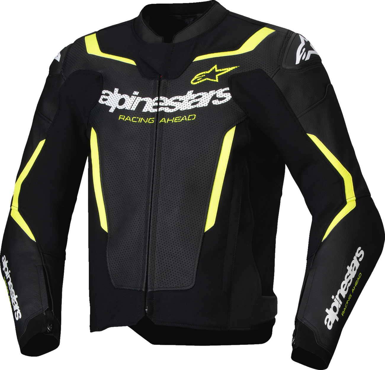 ALPINESTARS GP Force v2 Airflow Leather Jacket - Black/Yellow Fluo - US 44 / EU 54 3100326-155-54