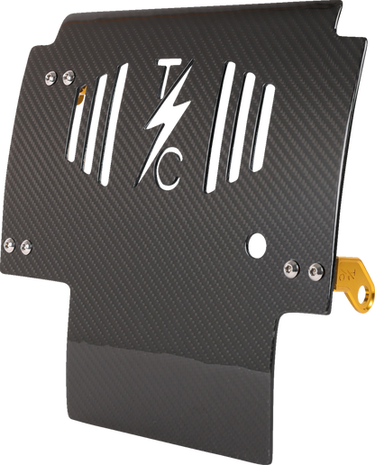 THRASHIN SUPPLY CO. Skid Plate - Carbon Fiber/Gloss - With Gold Brackets - FLHX/FLTRX TSC-3034-5