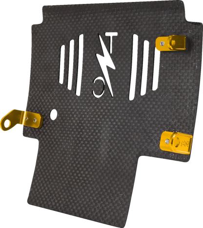 THRASHIN SUPPLY CO. Skid Plate - Carbon Fiber/Forged - With Gold Brackets - FLHX/FLTRX TSC-3035-5