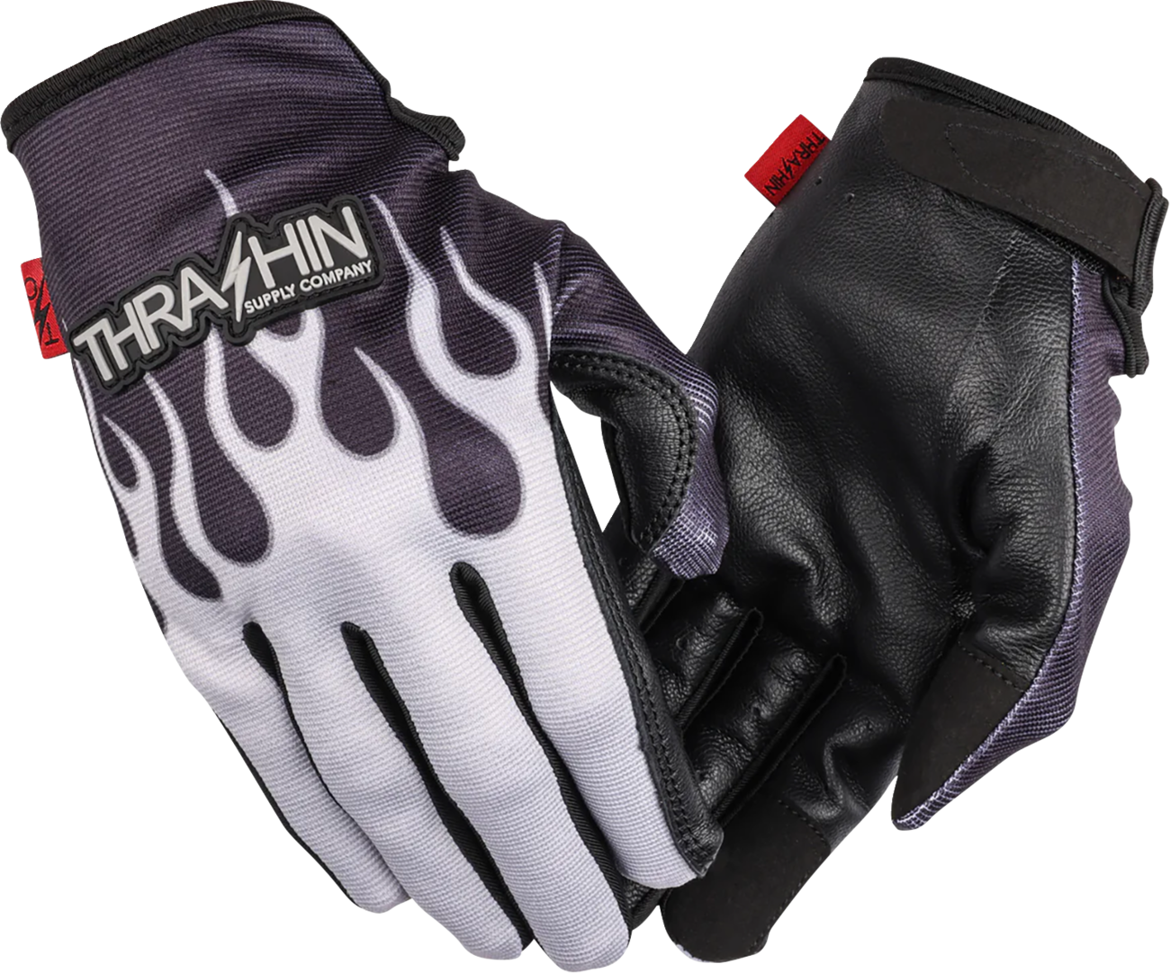 THRASHIN SUPPLY CO. Stealth Leather Palm Flame Gloves - Gray - Small SV1-22-08