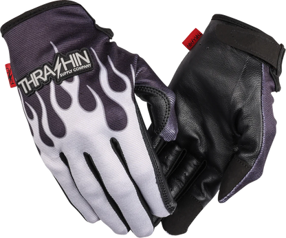 THRASHIN SUPPLY CO. Stealth Leather Palm Flame Gloves - Gray - Small SV1-22-08