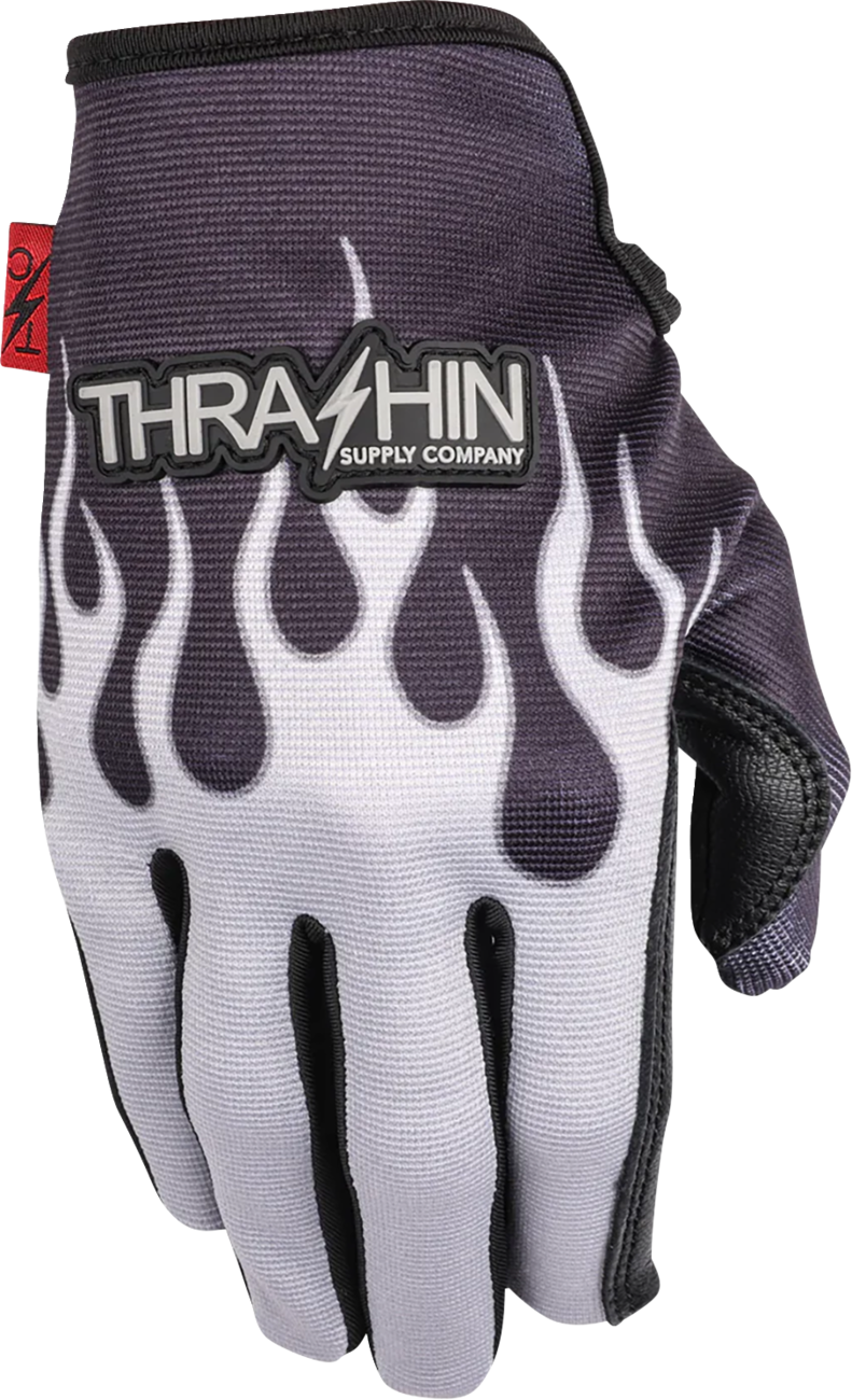 THRASHIN SUPPLY CO. Stealth Leather Palm Flame Gloves - Gray - Small SV1-22-08