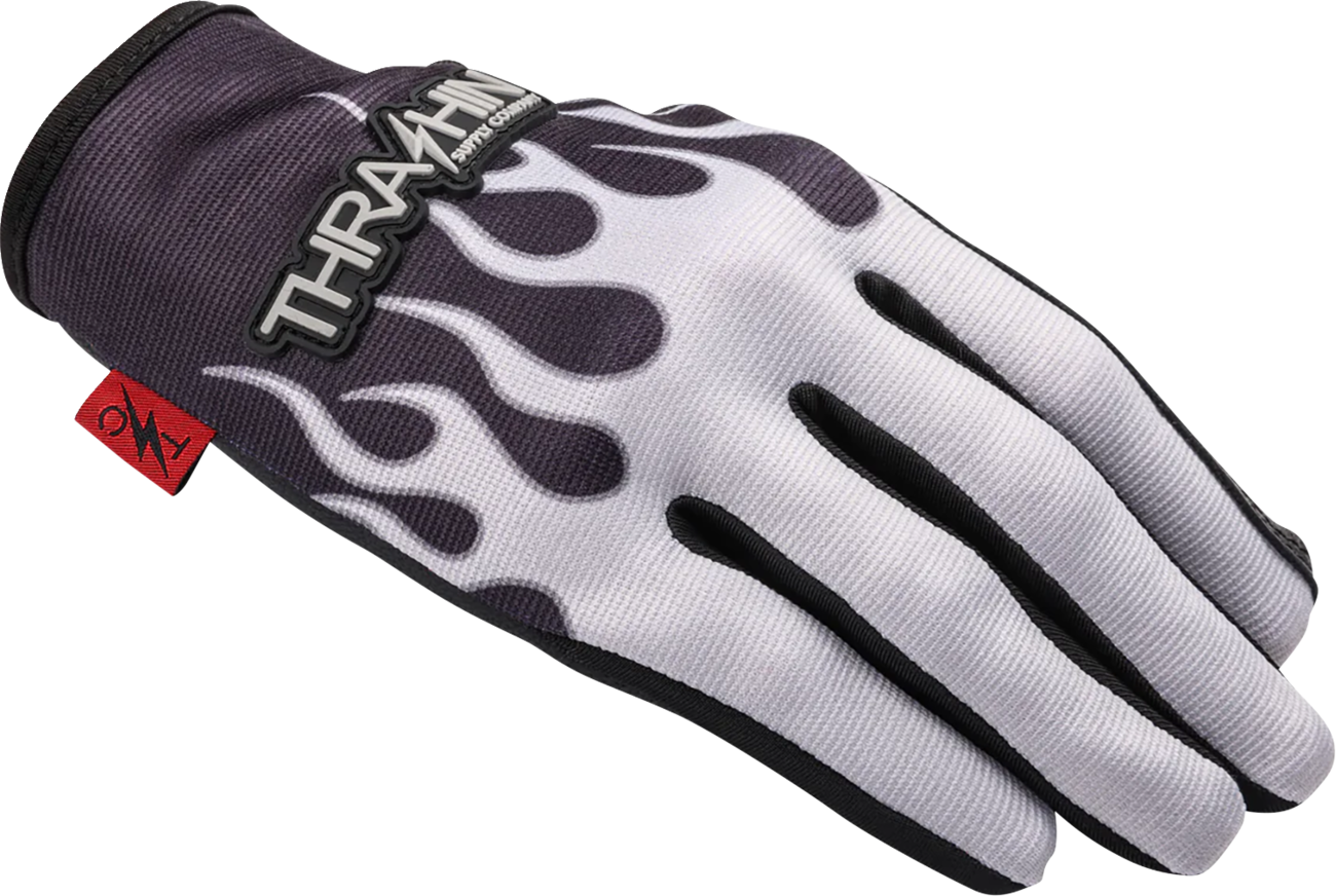 THRASHIN SUPPLY CO. Stealth Leather Palm Flame Gloves - Gray - Small SV1-22-08