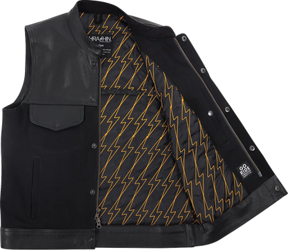 THRASHIN SUPPLY CO. Kanan Leather/Denim Riding Vest - Black - Medium TMJ-13-09