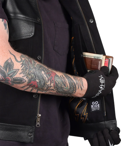 THRASHIN SUPPLY CO. Kanan Leather/Denim Riding Vest - Black - Medium TMJ-13-09