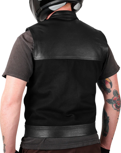 THRASHIN SUPPLY CO. Kanan Leather/Denim Riding Vest - Black - Small TMJ-13-08