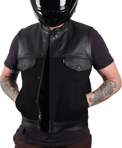 THRASHIN SUPPLY CO. Kanan Leather/Denim Riding Vest - Black - Small TMJ-13-08