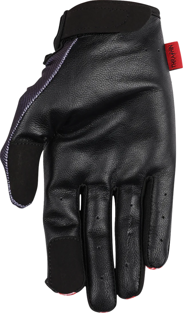 THRASHIN SUPPLY CO. Stealth Leather Palm Flame Gloves - Red - 2XL SV1-21-12