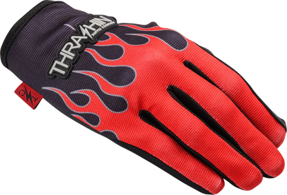 THRASHIN SUPPLY CO. Stealth Leather Palm Flame Gloves - Red - 2XL SV1-21-12