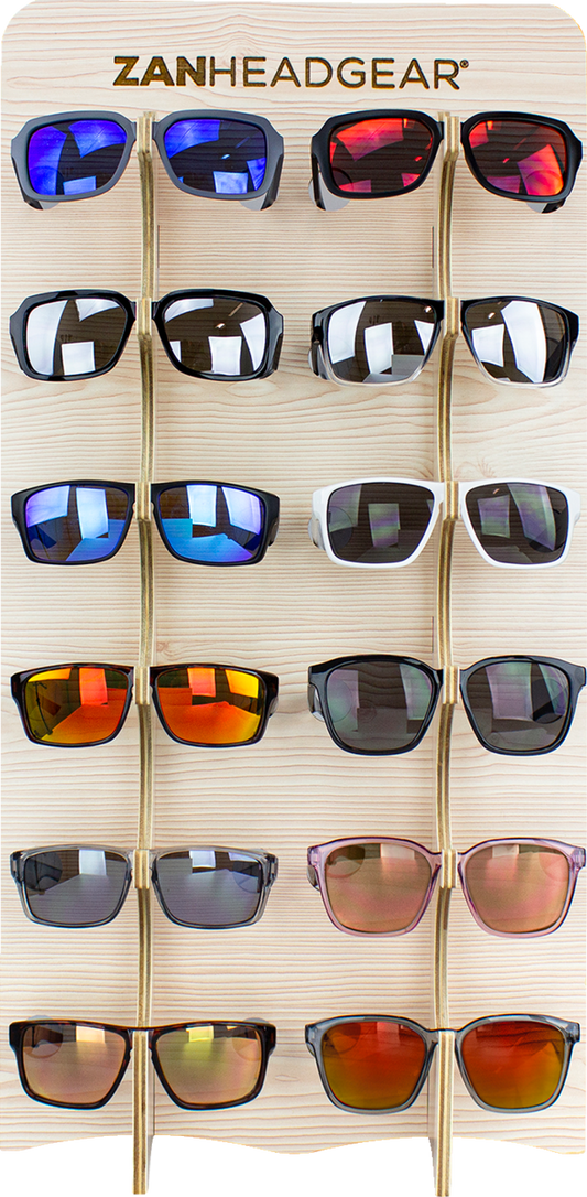 ZAN HEADGEAR Lifestyle Sunglasses Display - 12-Piece Assorted Frame Styles with UV Protection
