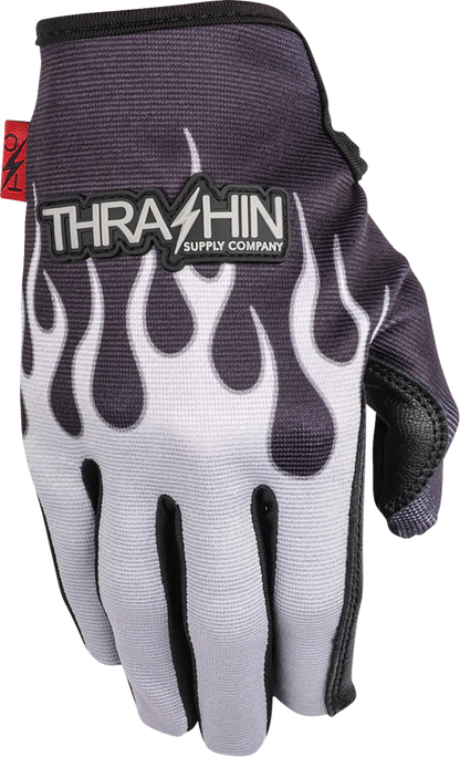 THRASHIN SUPPLY CO. Stealth Leather Palm Flame Gloves - Gray - XL SV1-22-11