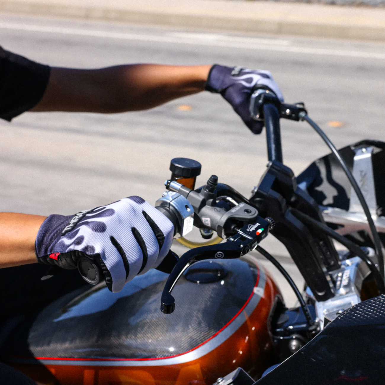 THRASHIN SUPPLY CO. Stealth Leather Palm Flame Gloves - Gray - Large SV1-22-10