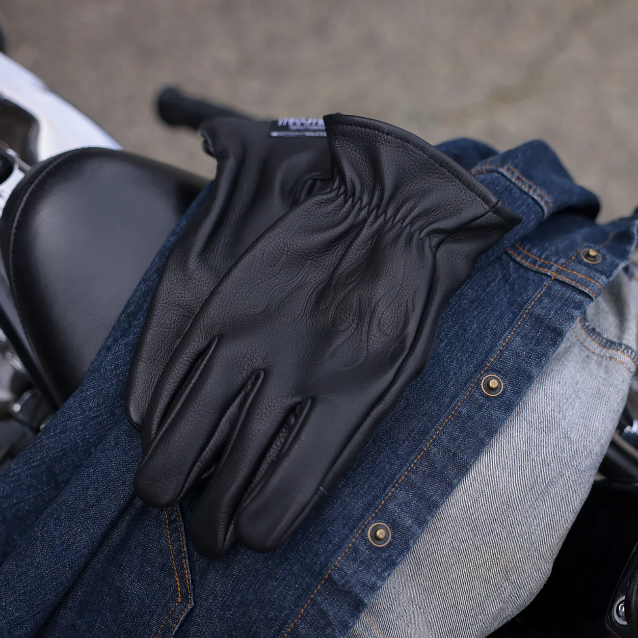 THRASHIN SUPPLY CO. Roper Leather Gloves - Black - 3XL TRG-01-13