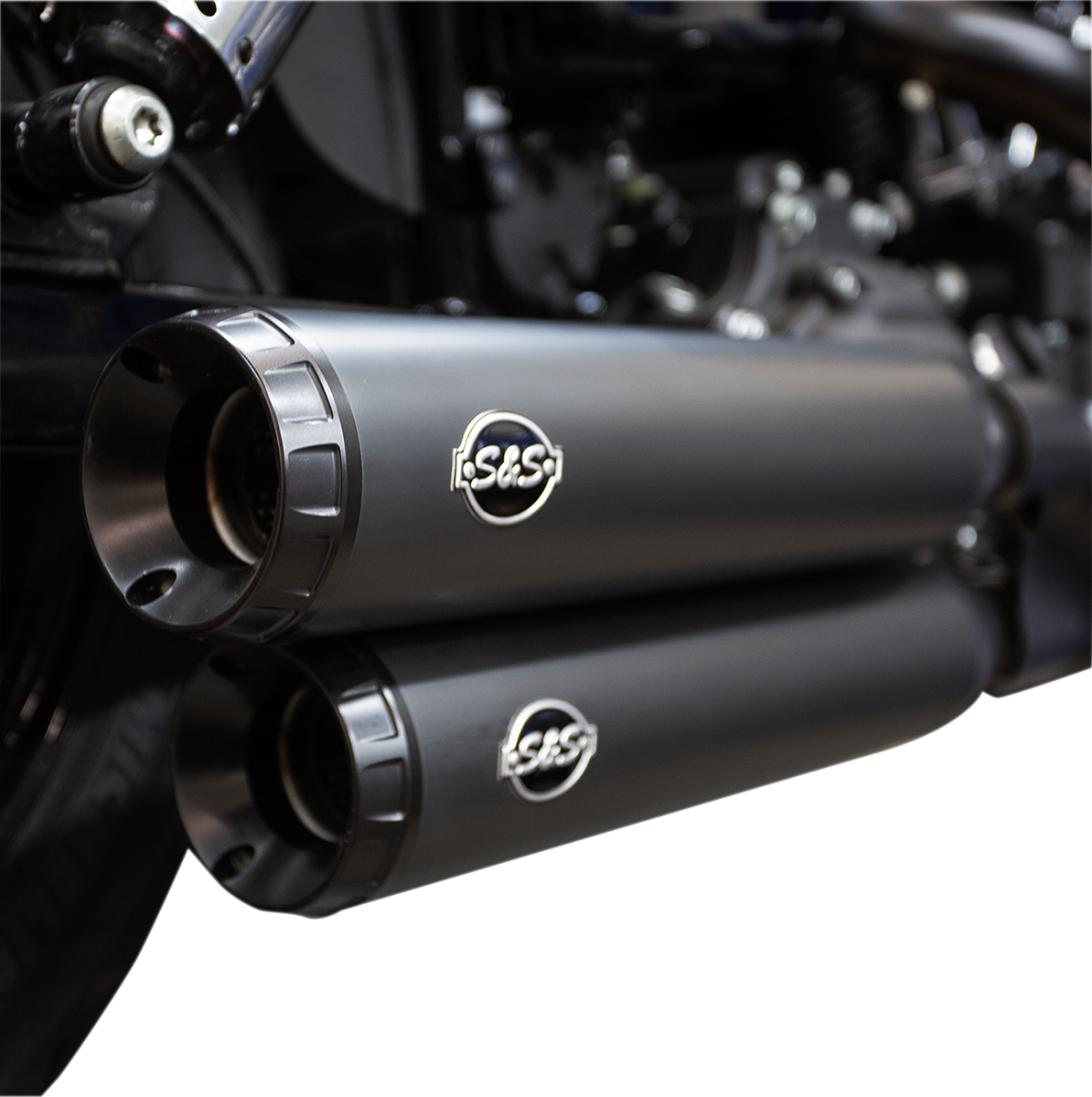 S&S CYCLE Grand National Slip-On Mufflers - Guardian Black - FXDF 550-0725