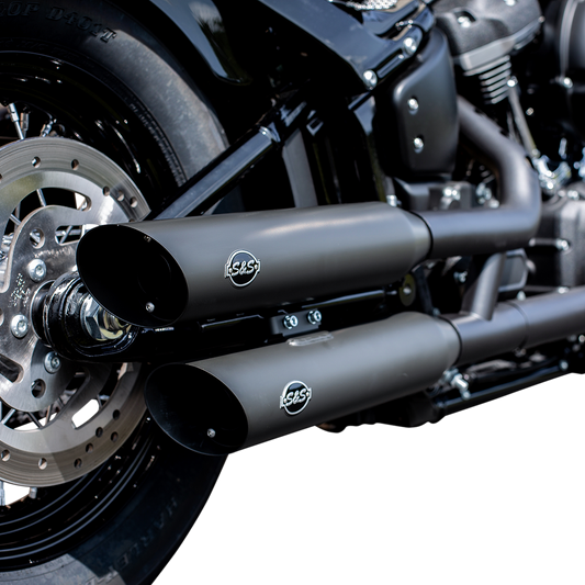 S&S CYCLE Slash-Cut Slip-On Mufflers - Race - Black - FLFB 550-0735