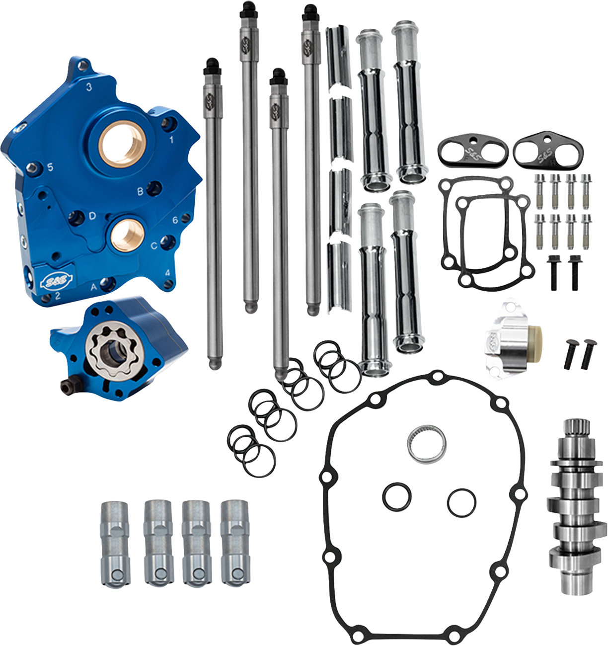 S&S CYCLE Cam Chest Kit - 496 Chain Drive Cam - Oil Cooled - Chrome Pushtubes - M8 310-1378