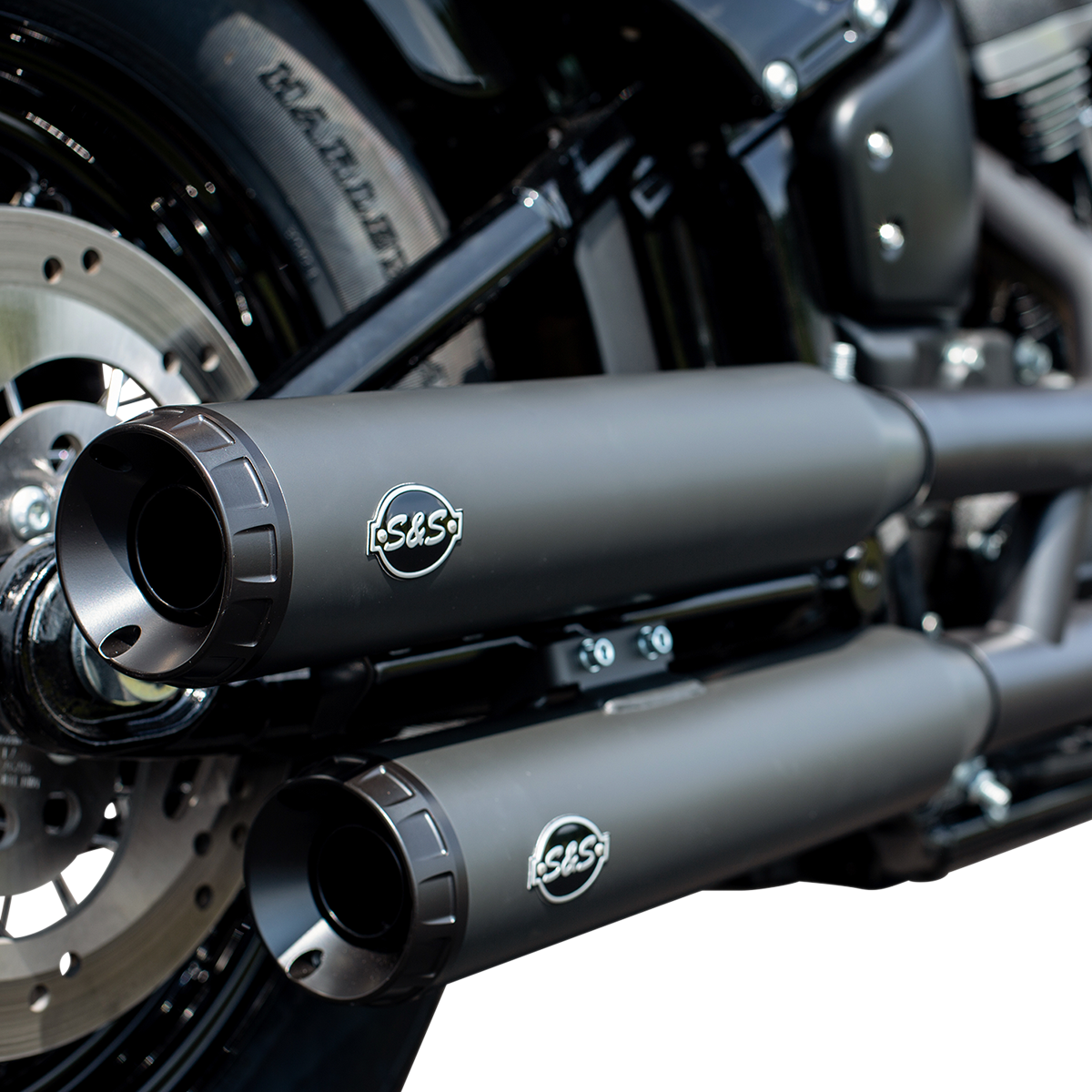 S&S CYCLE Grand National Slip-On Mufflers - Race - Black Ceramic - M8 Softail 550-0737