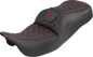 SADDLEMEN RoadSofa™ Tri Gripper Seat - Standard Reach - Red Stitch - w/o Backrest - FLH/FLT '08-'25 808-07B-21004