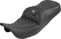 SADDLEMEN RoadSofa™ Tri Gripper Seat - Standard Reach - Silver Stitch - w/o Backrest - FLH/FLT '08-'25 808-07B-21005