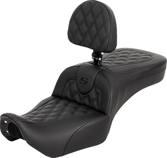 SADDLEMEN RoadSofa™ Seat - with Backrest - Lattice Stitch - RH975 '22-'25 822-11-182BR