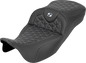 SADDLEMEN RoadSofa™ Tri Gripper Seat - Extended Reach - Silver Stitch - w/o Backrest - FLH/FLT '08-'25 808-07B-21105
