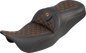SADDLEMEN RoadSofa™ Tri Gripper Seat - Standard Reach - Orange Stitch - w/o Backrest - FLH/FLT '08-'25 808-07B-21003