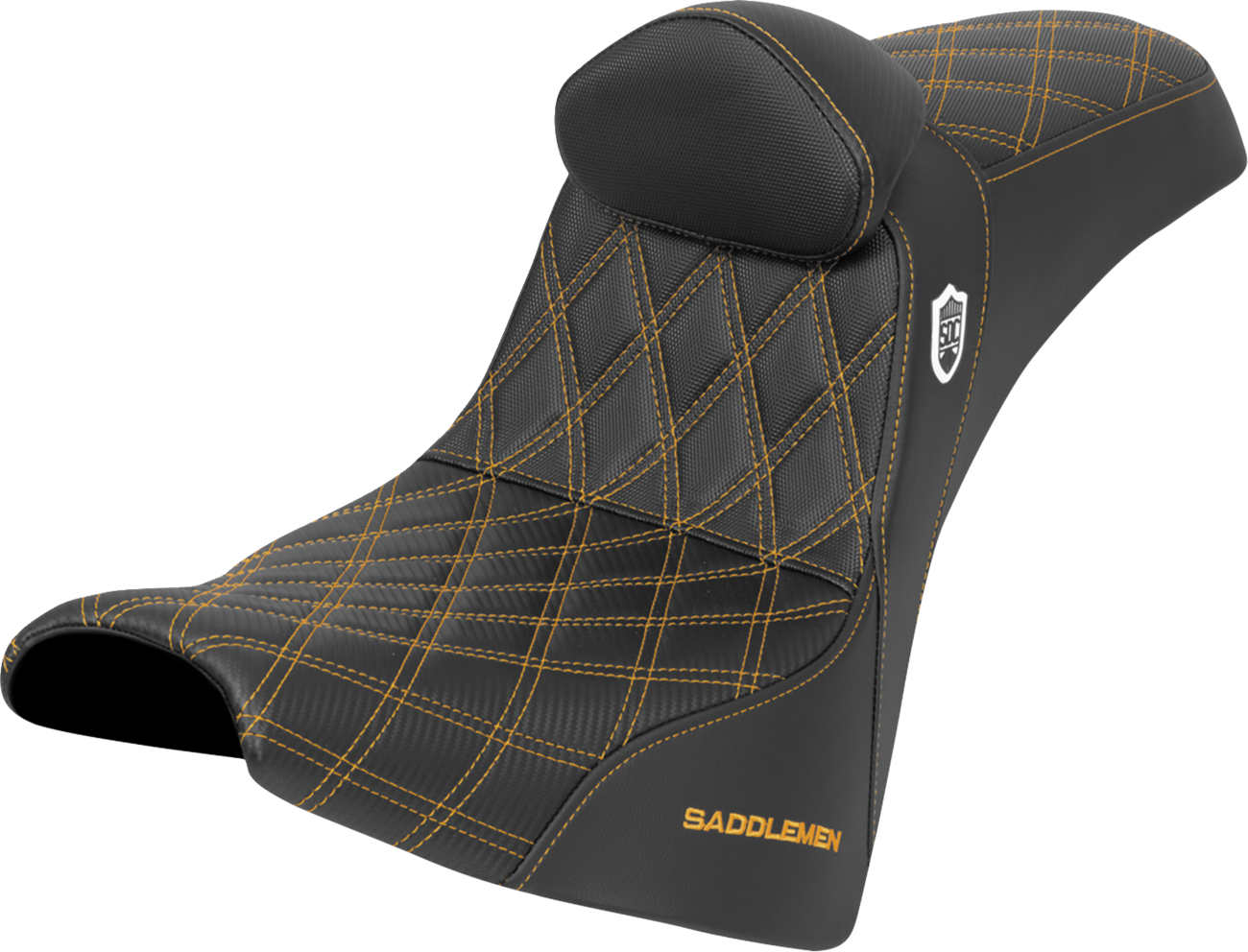 SADDLEMEN Pro Series SDC Performance Seat - w/ Backrest - Gold Stitch - Gripper - FXBB/FXST '18-'25 SC81830DB7