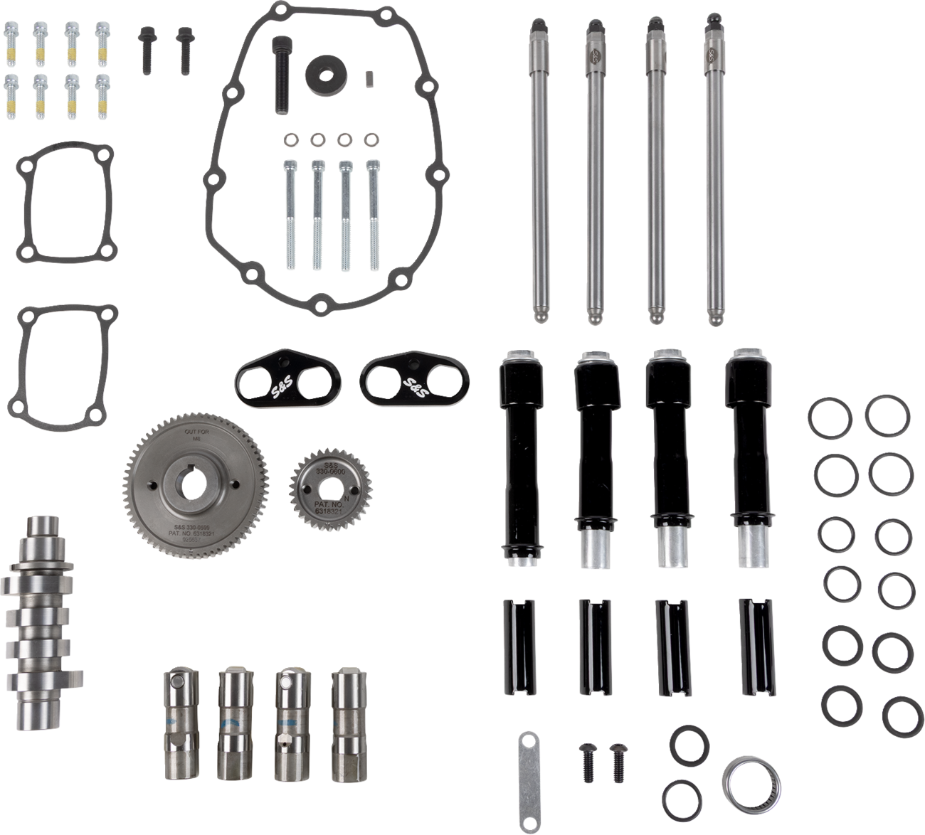 S&S CYCLE Camshaft Kit - 496 Gear Drive - Black Pushrod Tubes - M8 310-1412