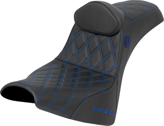 SADDLEMEN Pro Series SDC Performance Seat - w/ Backrest - Blue Stitch - Gripper - FXBB/FXST '18-'25 SC81830DB1