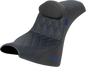 SADDLEMEN Pro Series SDC Performance Seat - w/ Backrest - Blue Stitch - Gripper - FXBB/FXST '18-'25 SC81830DB1